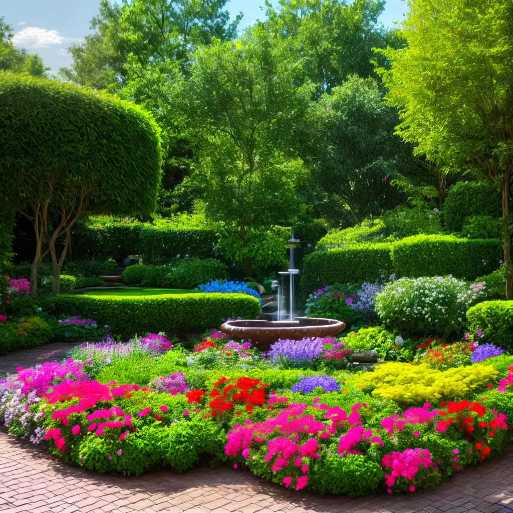 Fotos jardim colorido flores fountain sol