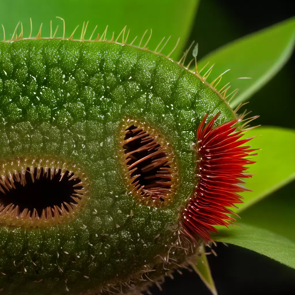 Fotos mosca venus folhas verdes detalhes