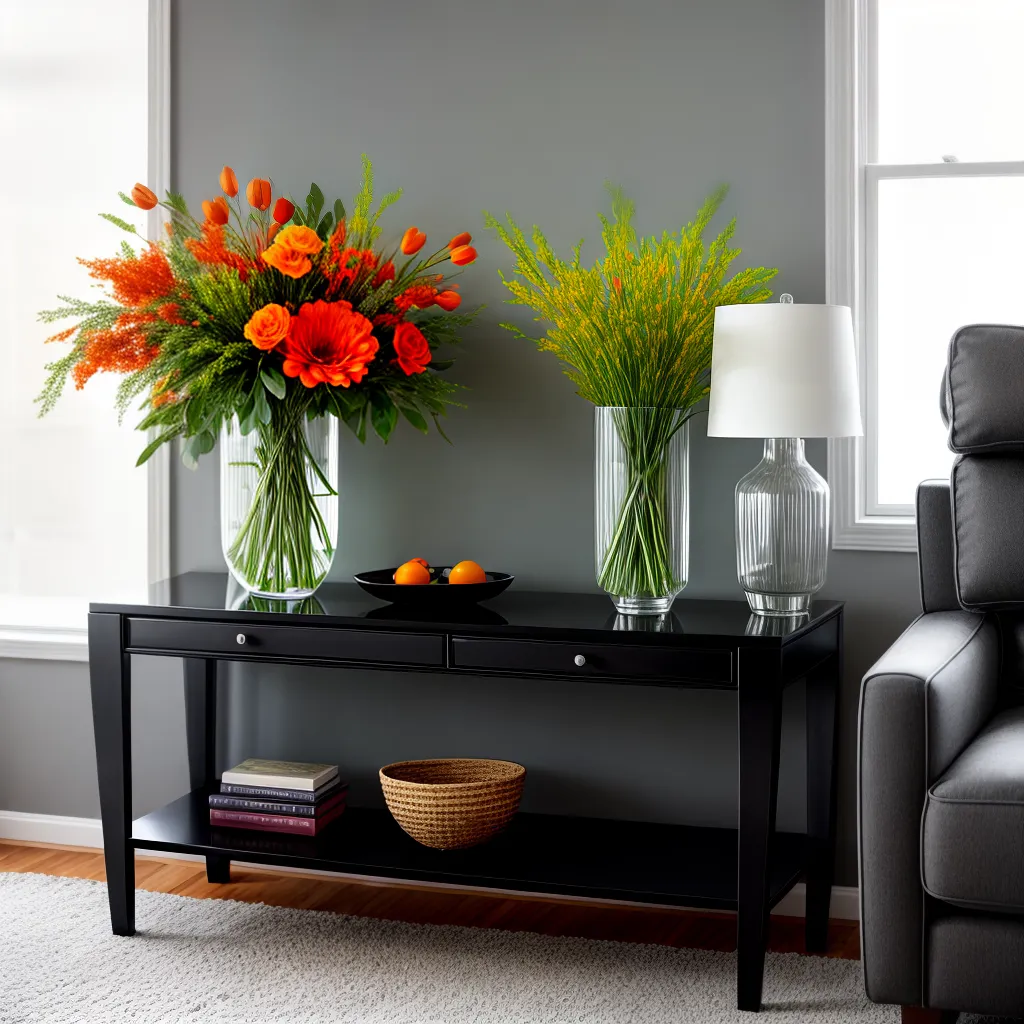 arranjo floral vibrante vidro preto