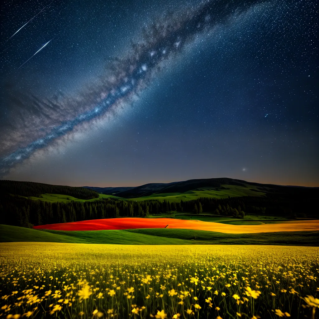 campo flores sky estrelas universo