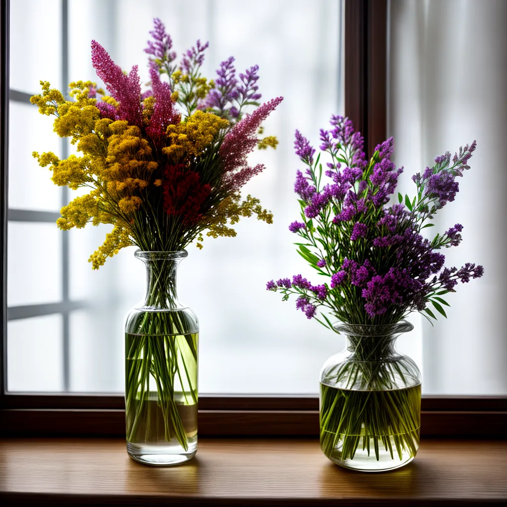 bouquet flores secas vidro sol