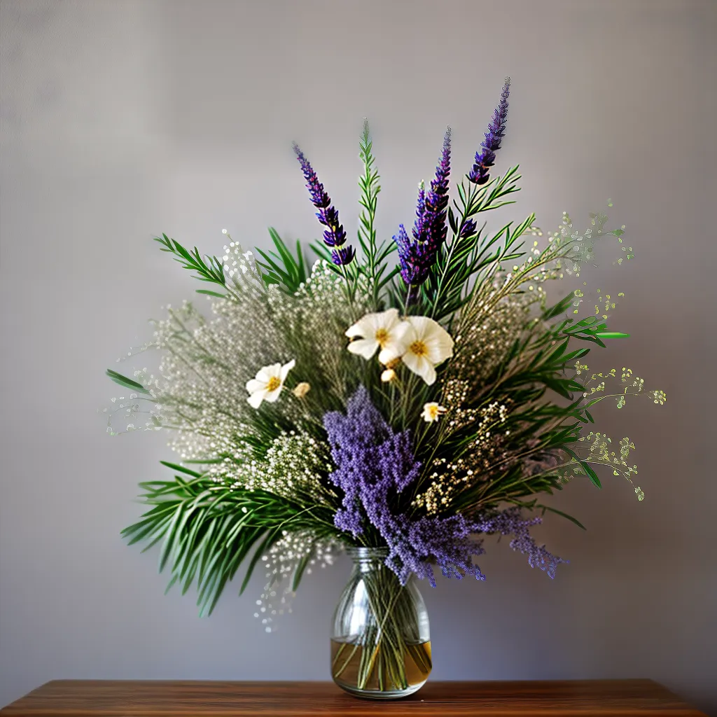 vaso flores secas lavanda gipsophila eucalipto vaso flores secas lavanda gipsophila eucalipto