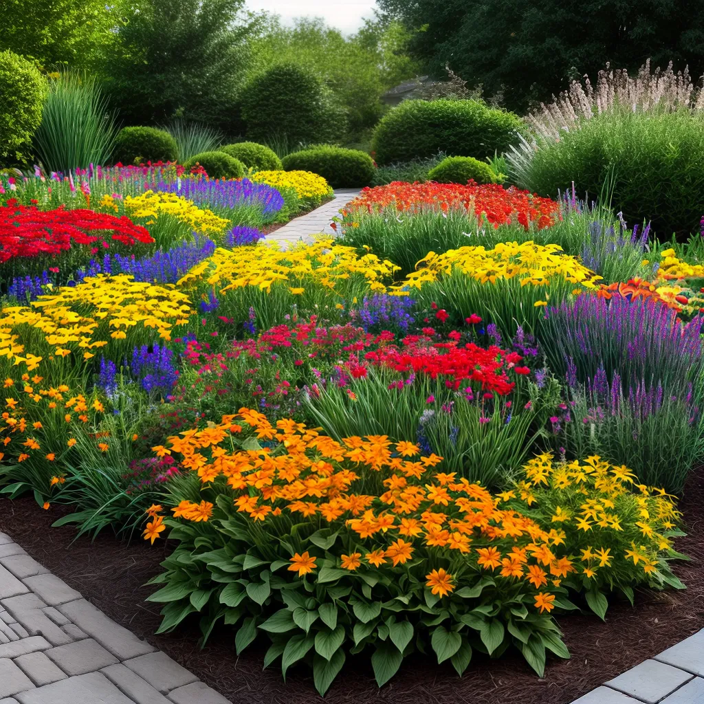 jardim perene colorido coneflowers susans lirios