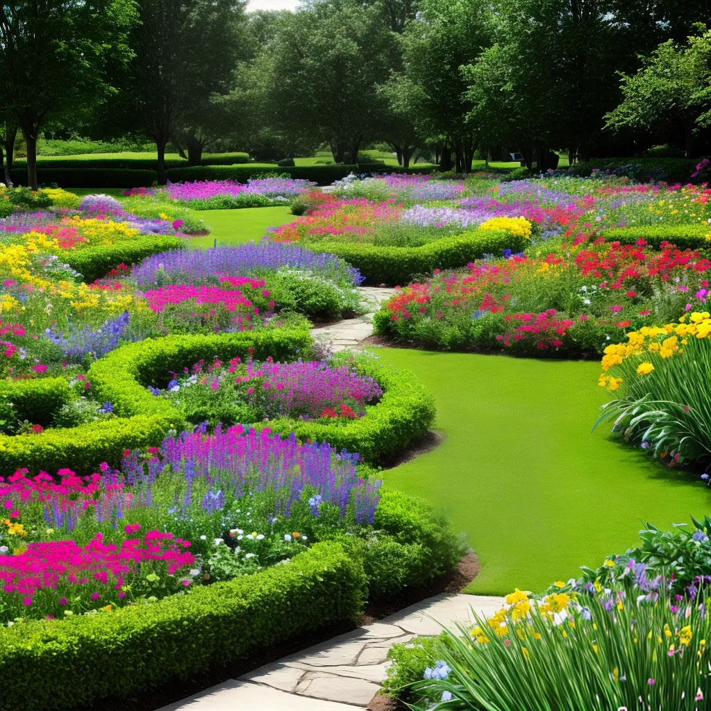 jardim perene colorido flores folhagem