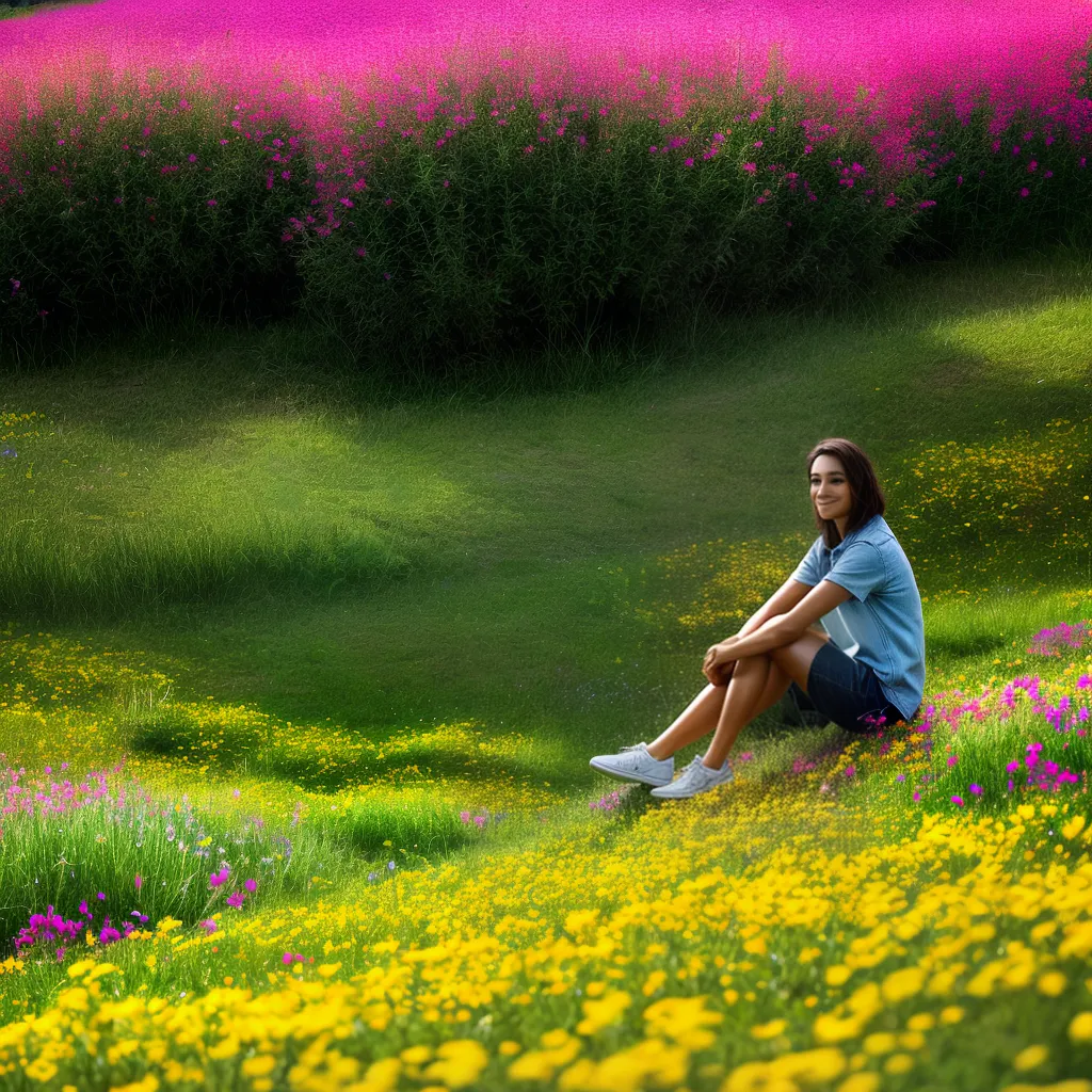 pessoa campo flores natureza serenidade