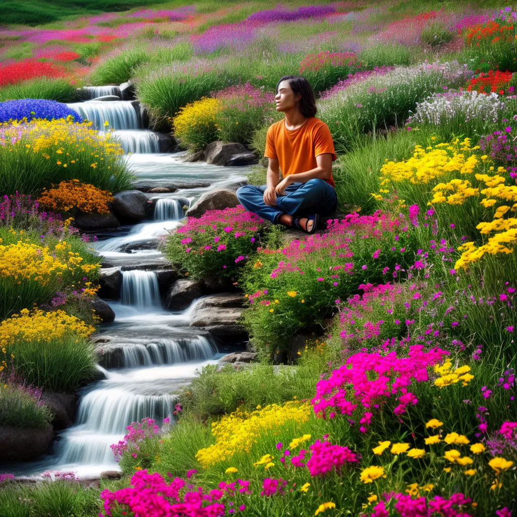 pessoa flores coloridas respiracao