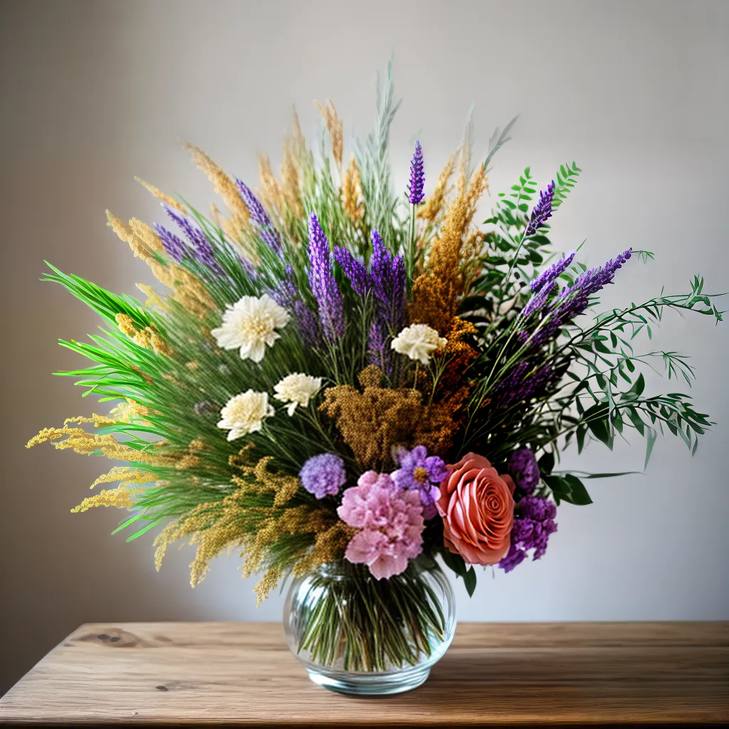 arranjo seco pampas lavanda decor