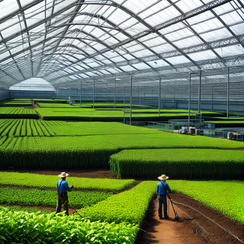 estufa planta sol agricultor ferramentas