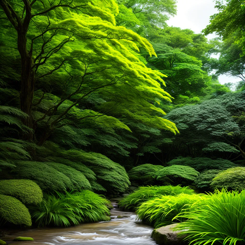 samambaia japonesa folhagem cascata