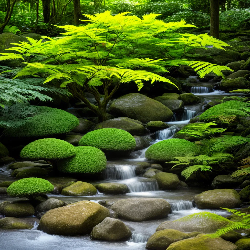 samambaia japonesa folhagem verde serena