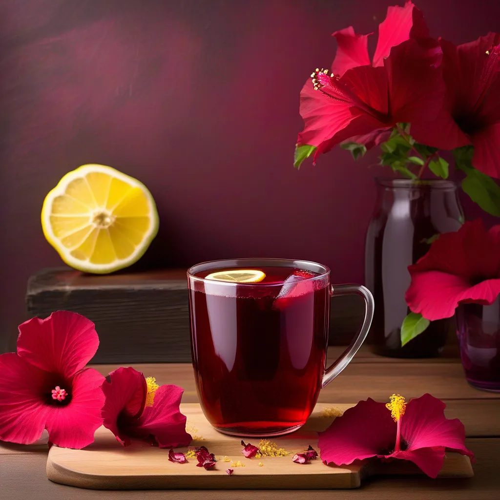 cha hibisco flores limao