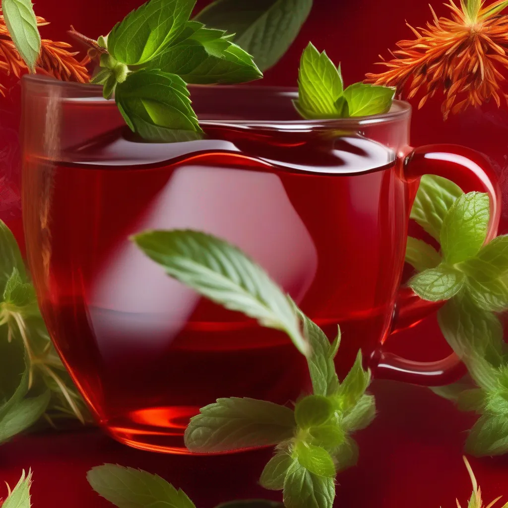 cha rooibos vermelho folhas mint