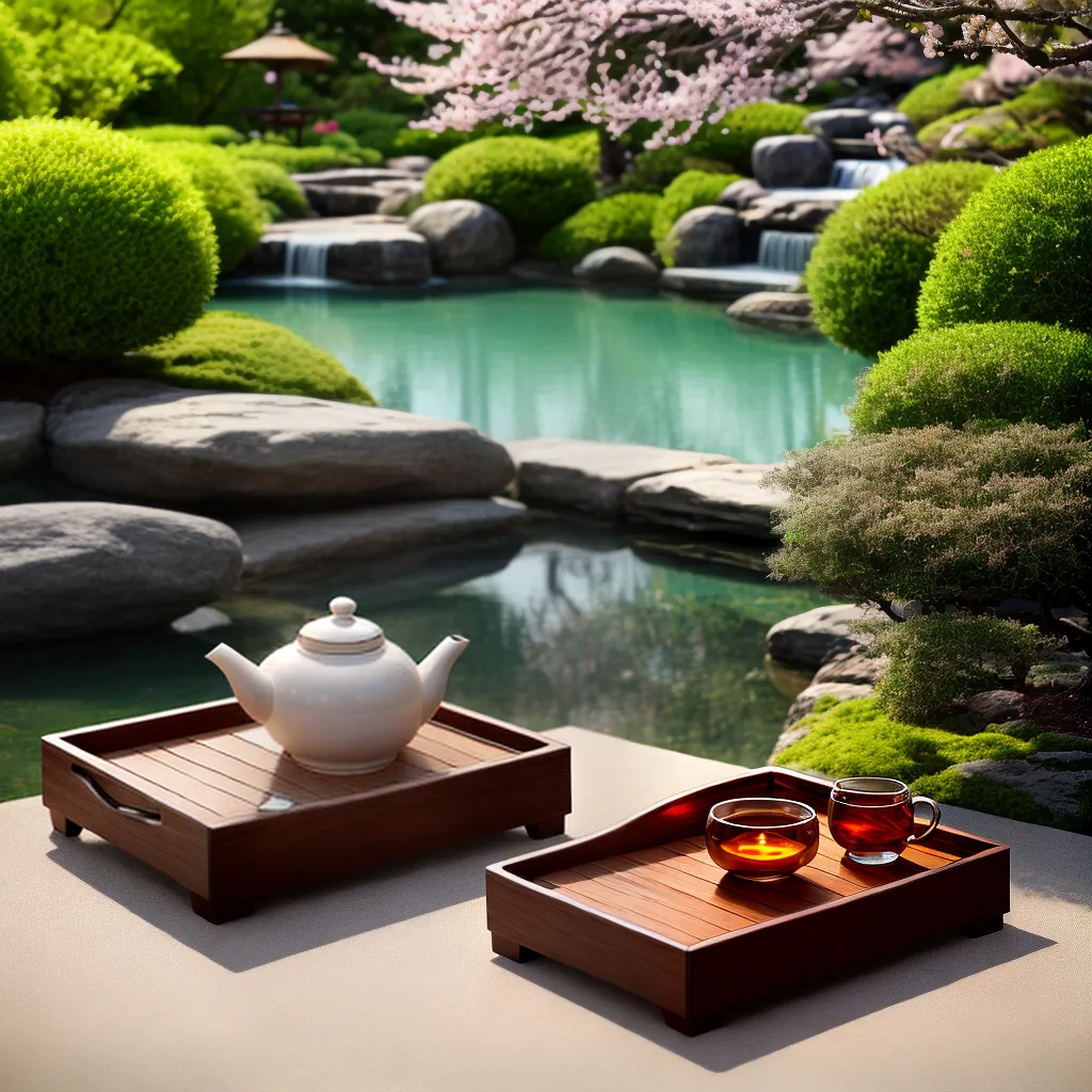 cha porcelana tray jardim zen