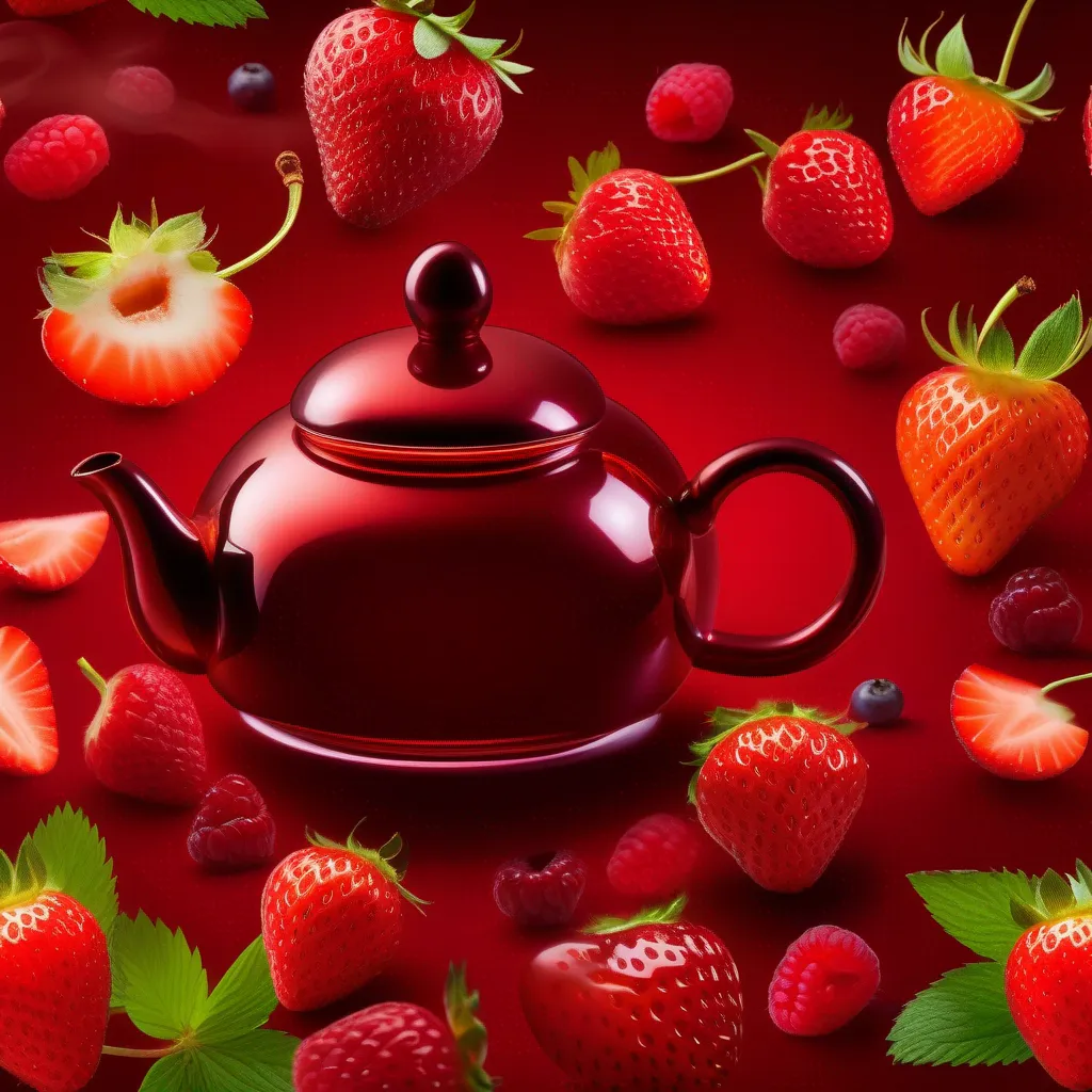 cha frutas vermelhas teapot vapor