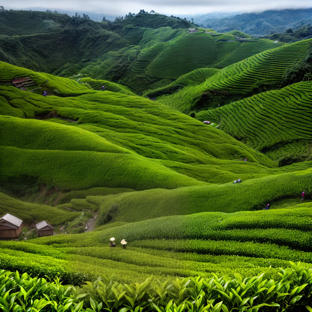 plantacao cha darjeeling colheita misty