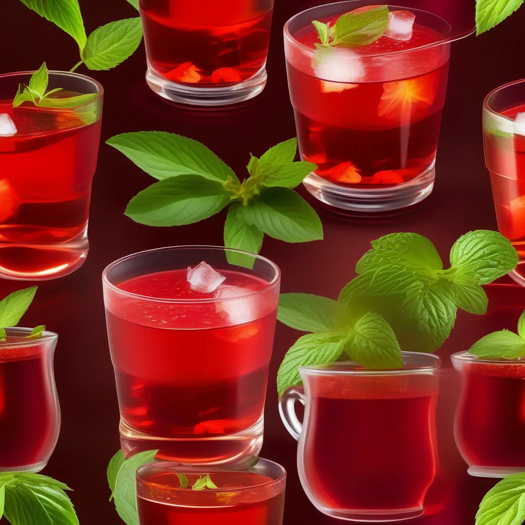cha pitanga vermelho folhas hortela