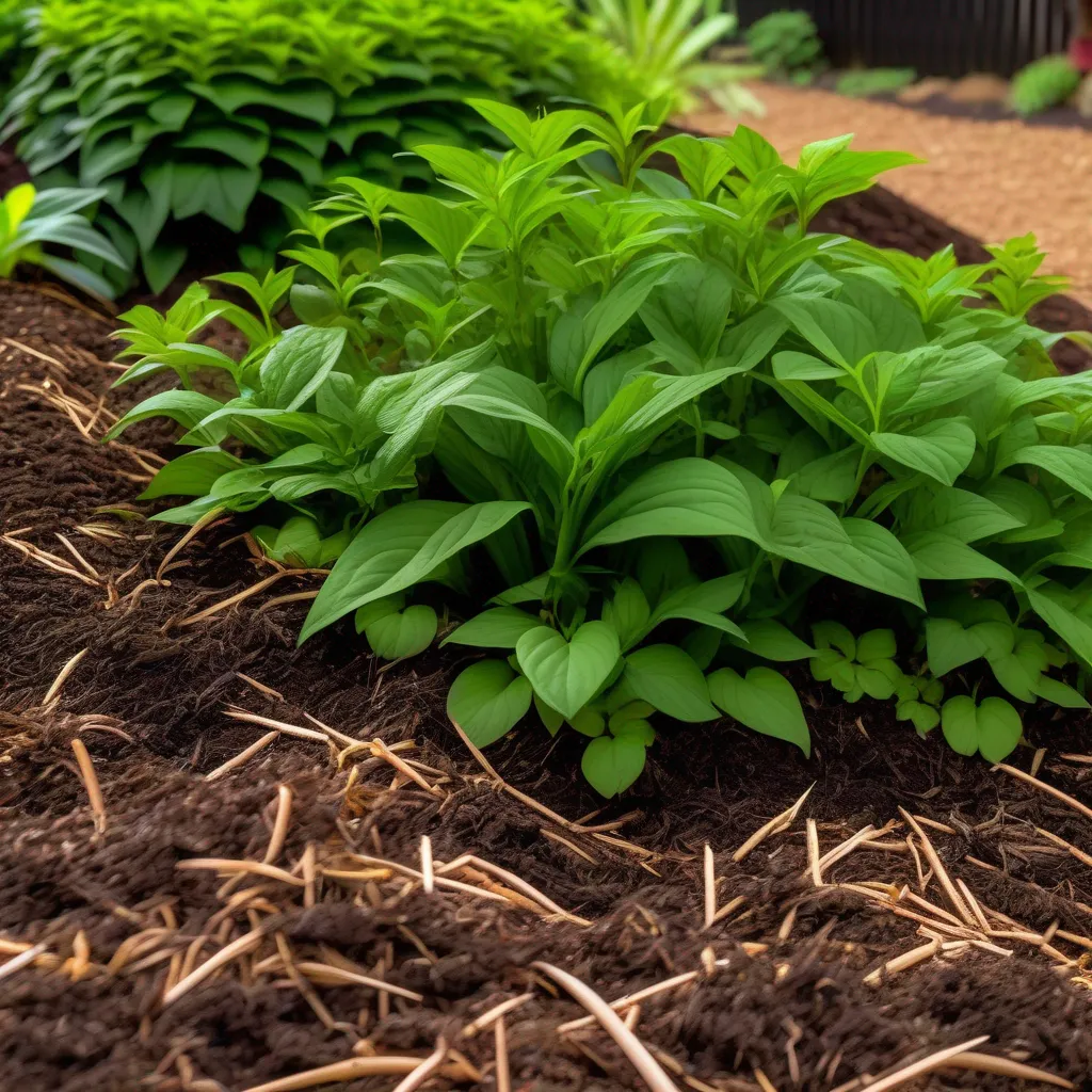 jardim mulch organico plantas verdes