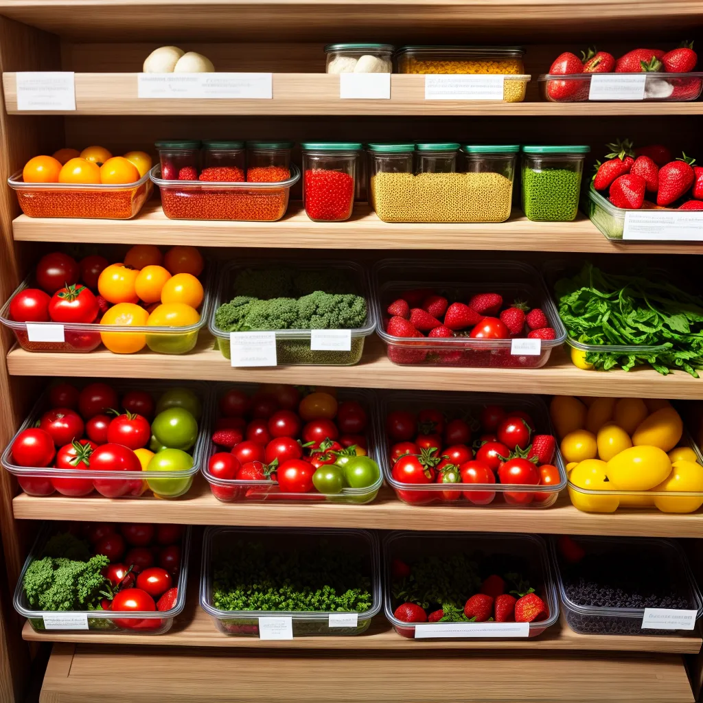 despensa organizada jarros frutas legumes