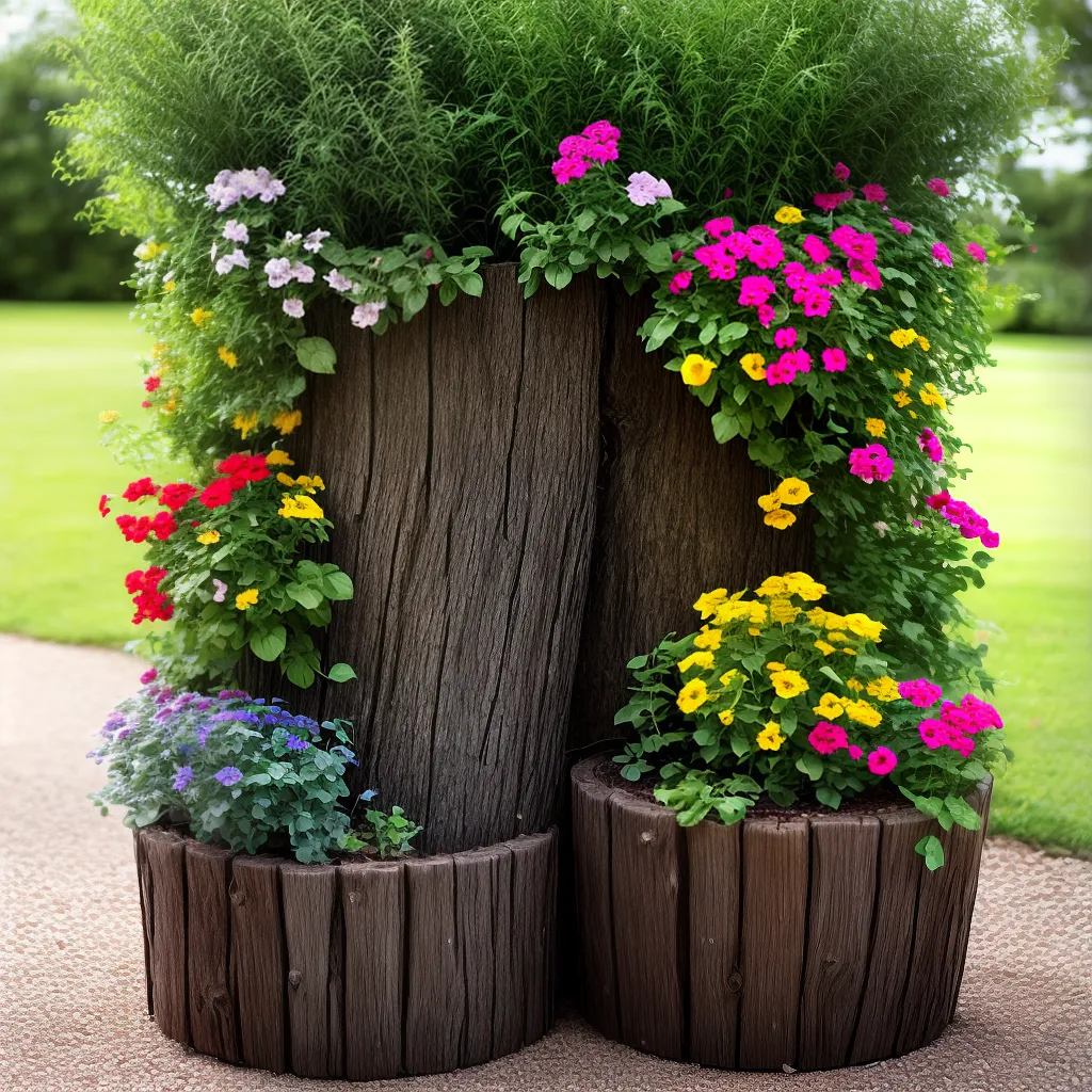 upcycling jardim tronco arvore vertical 1