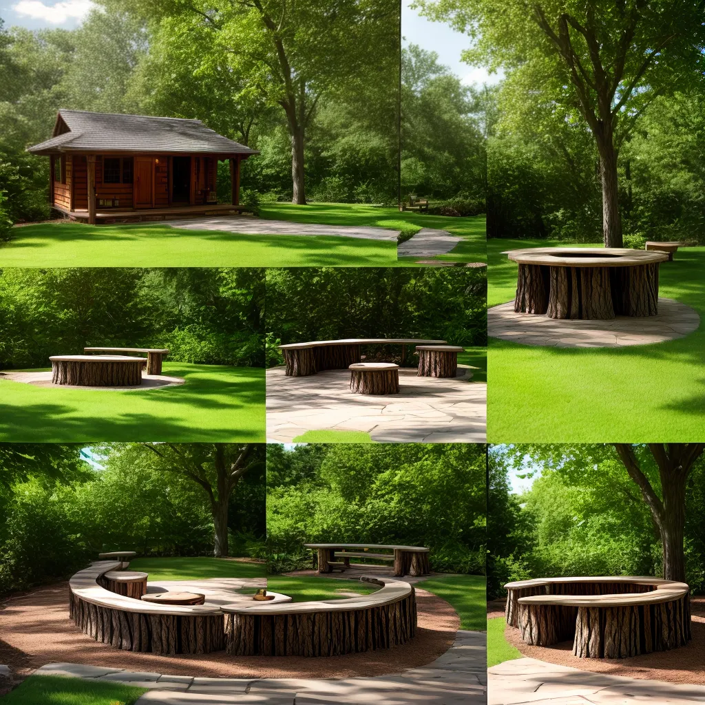 tronco arvore banco rustico jardim