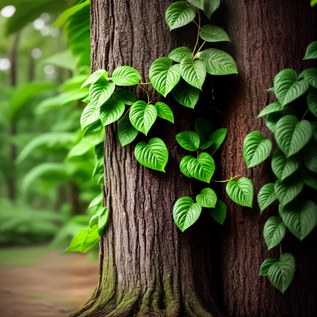 videira verde enrolada tronco arvore