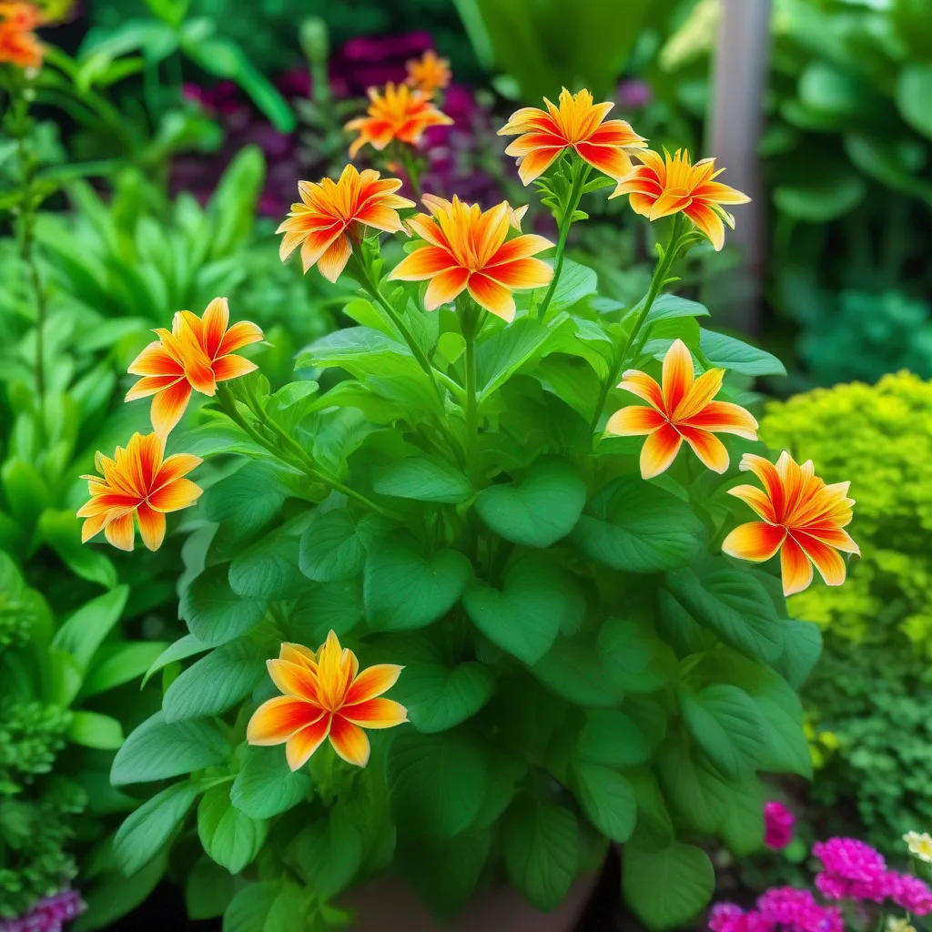 planta verde flores vibrantes planta verde flores vibrantes