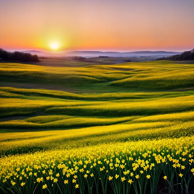 campo dourado narcisos por do sol