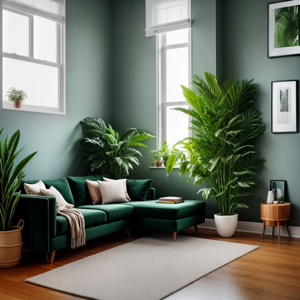 sala estar plantas verdes acolhedora 2