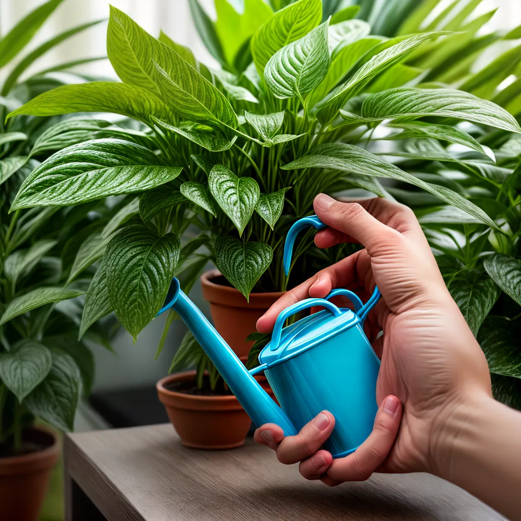 regando planta interna janela sol