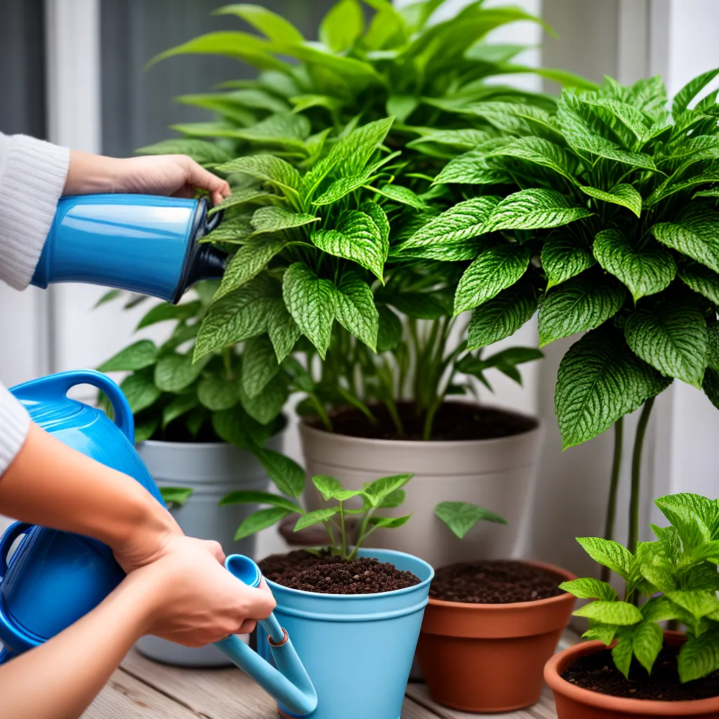 regando planta interna fertilizacao