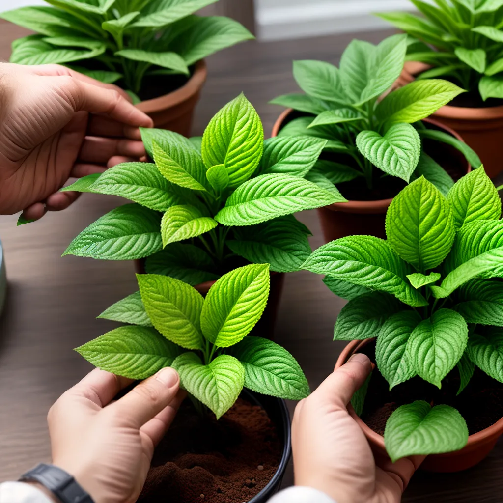 maos segurando adubo plantas internas