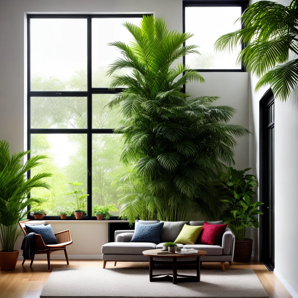sala plantas janelas iluminada