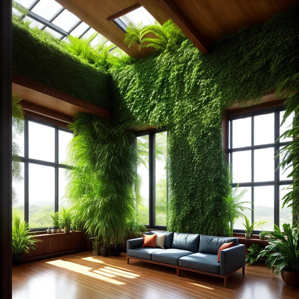 espaco interno verde plantas luz