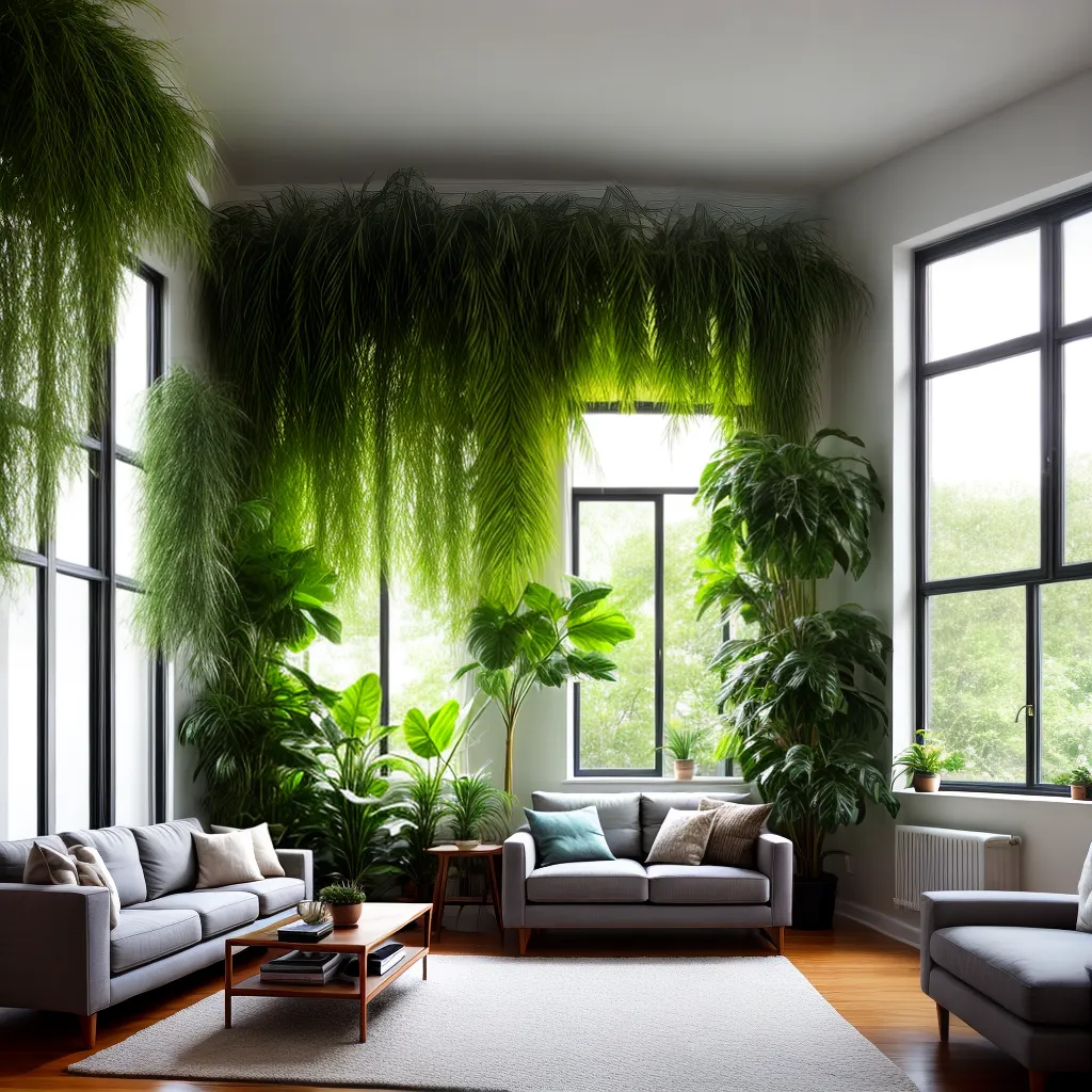 sala plantas janelas ambiente iluminado