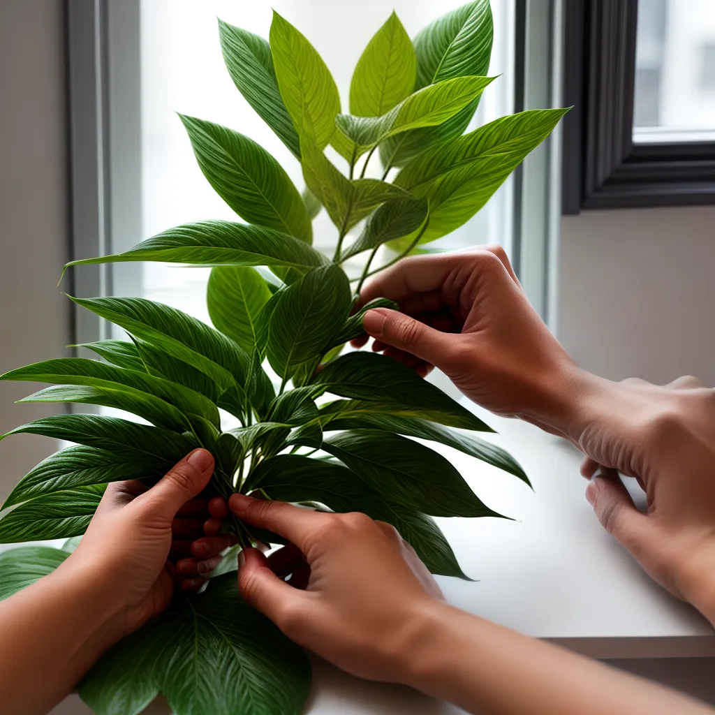 podar folhas maos plantas internas