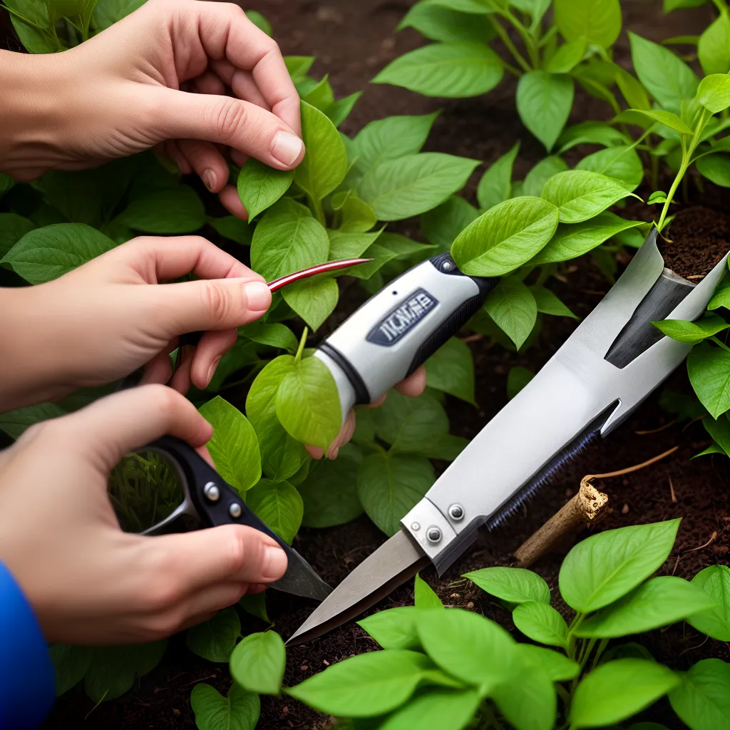 podar planta verde maos jardinagem