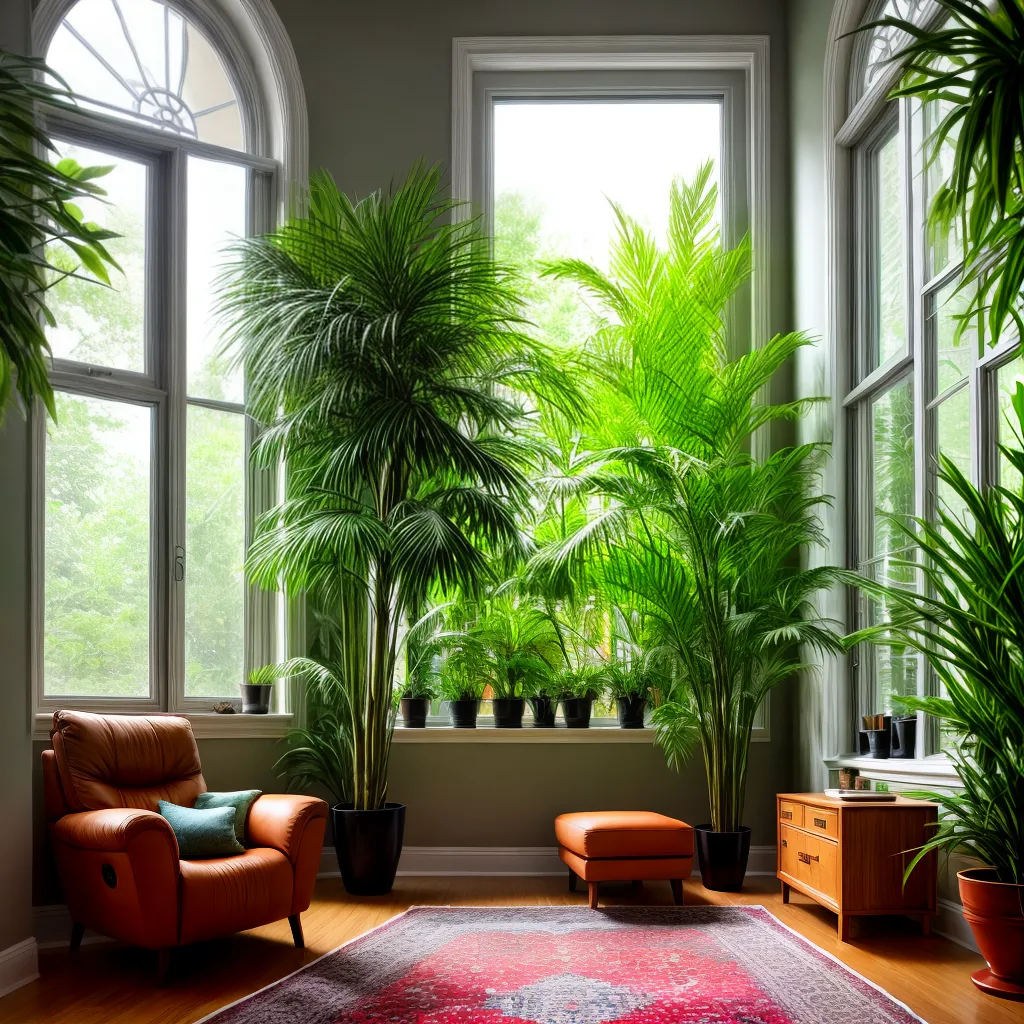sala verde plantas luz serenidade