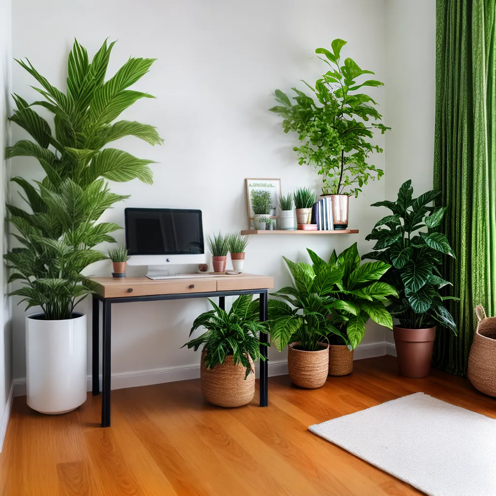 escritorio verde plantas frescor