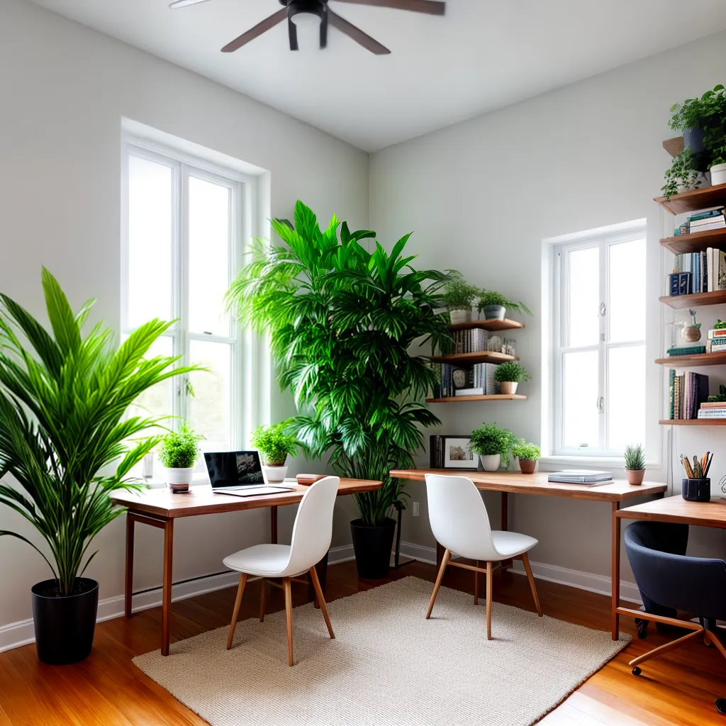 escritorio em casa plantas verdes