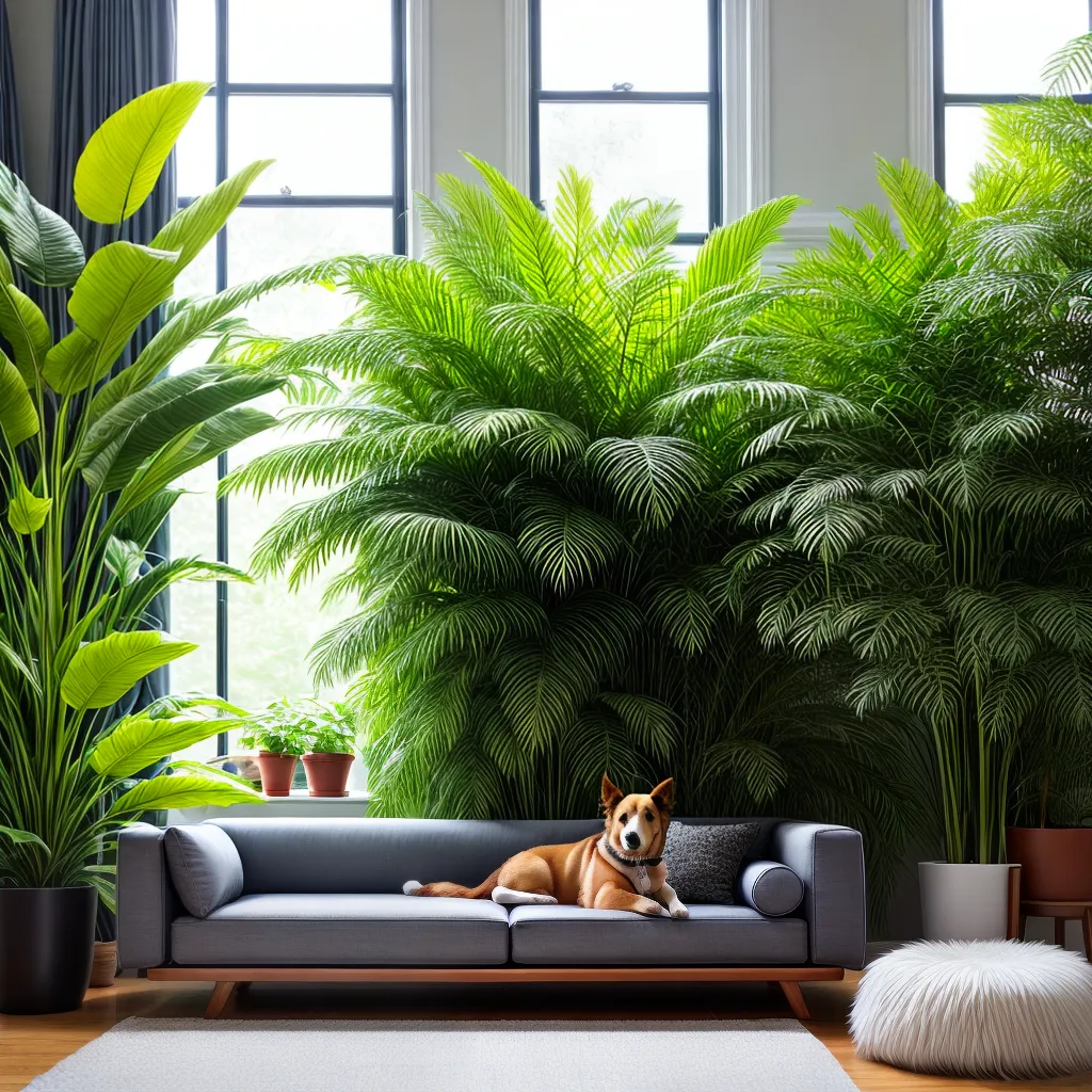 sala plantas verdes cachorro sofa
