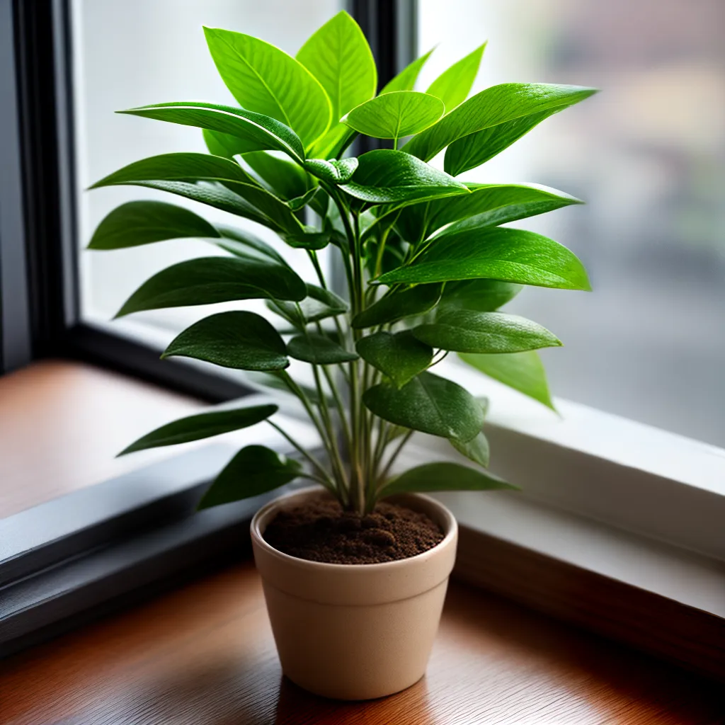 planta enfraquecida janela luz sol