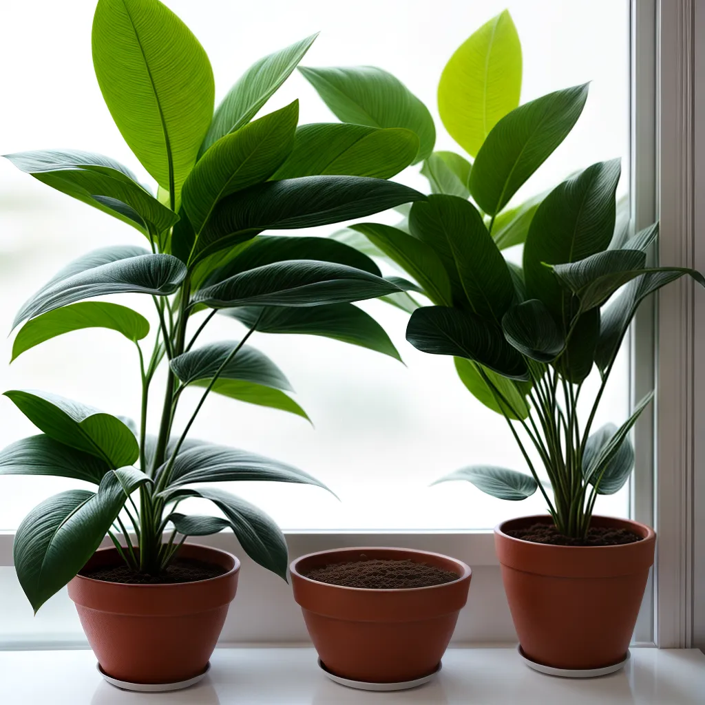 planta verde folhas brilhantes janela