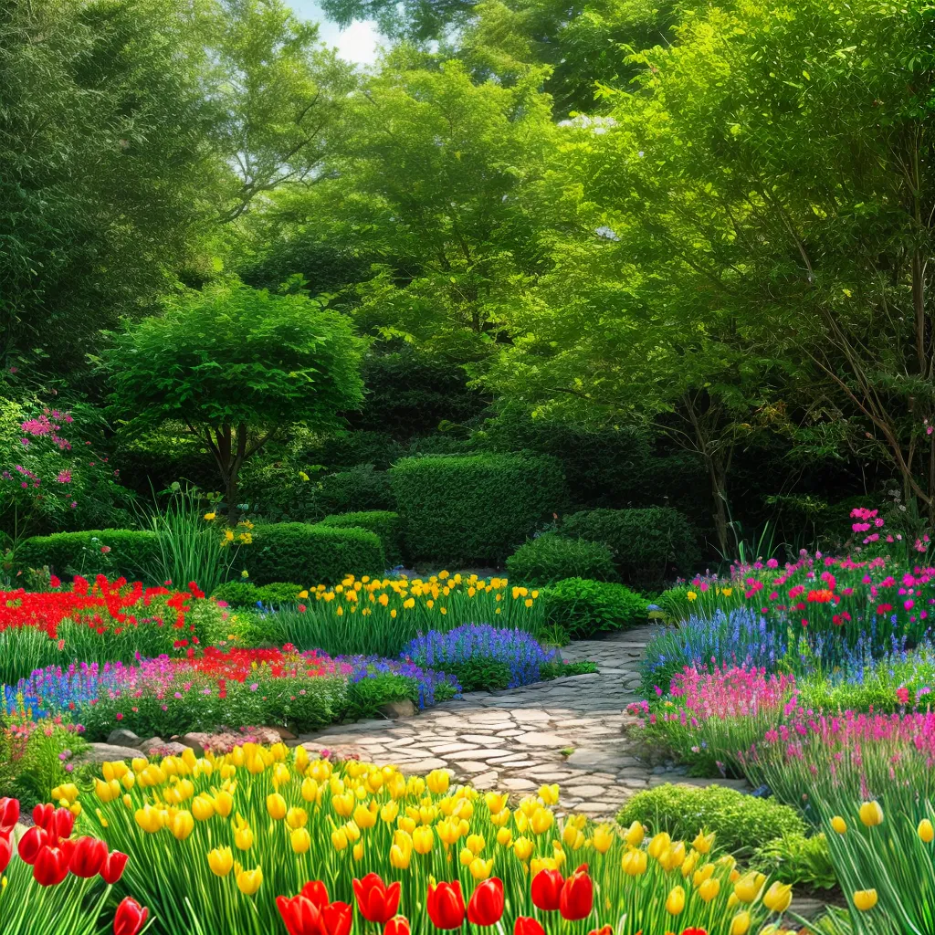 jardim diversidade flores arvores