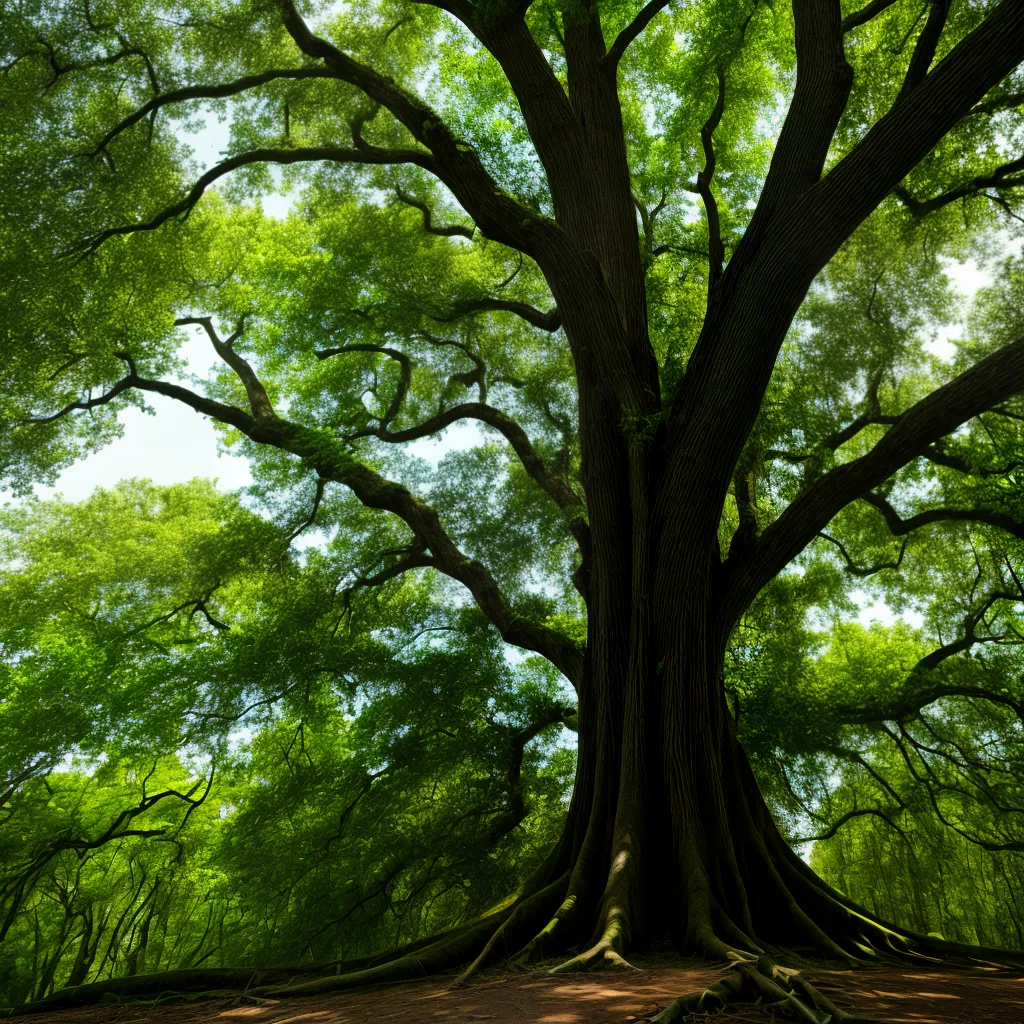 arvore majestosa floresta verde raizes arvore majestosa floresta verde raizes