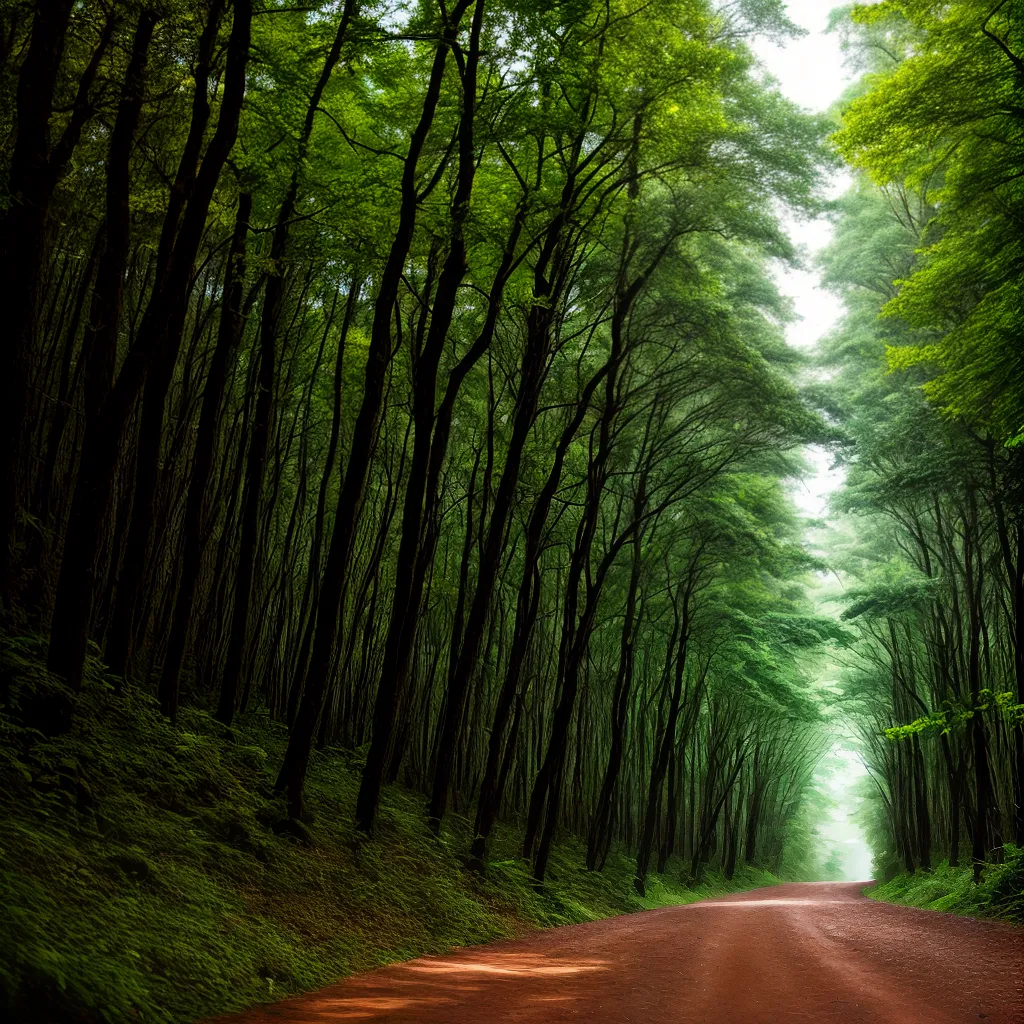 trilho floresta raios sol misterio
