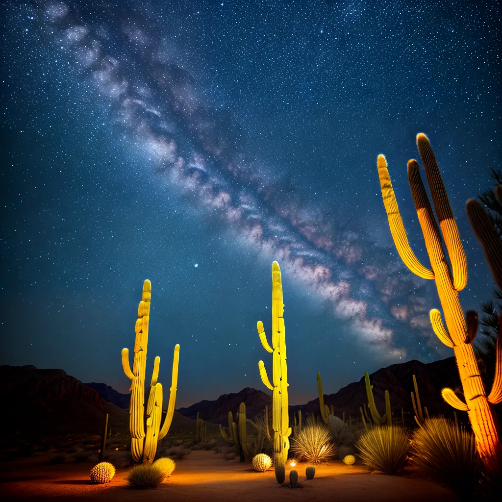 deserto luar cactos flores noturnas