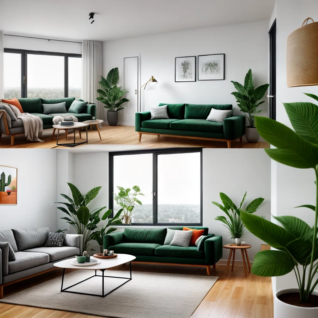 sala estar moderna cacto verde