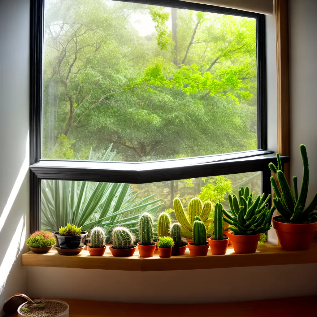 janela sol cactos sombra oasis