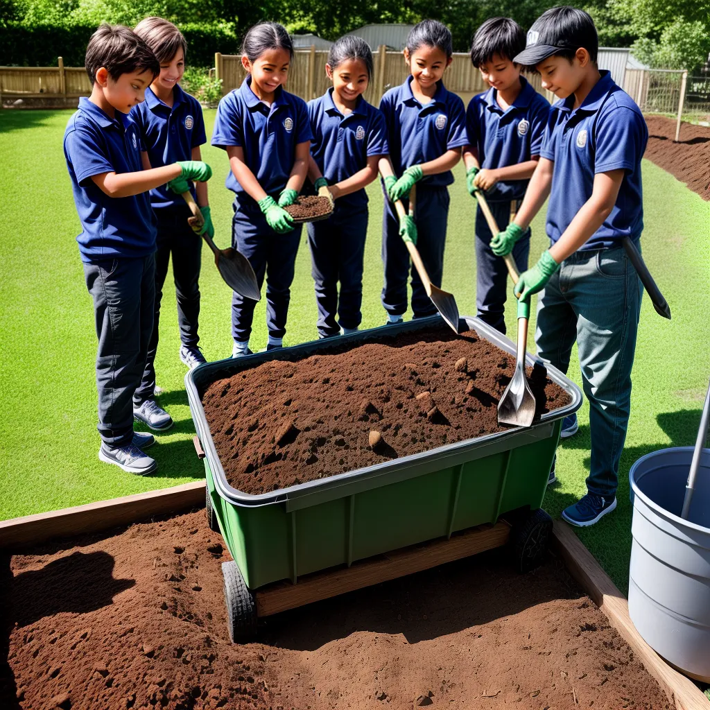 alunos jardim compostagem aprendizado