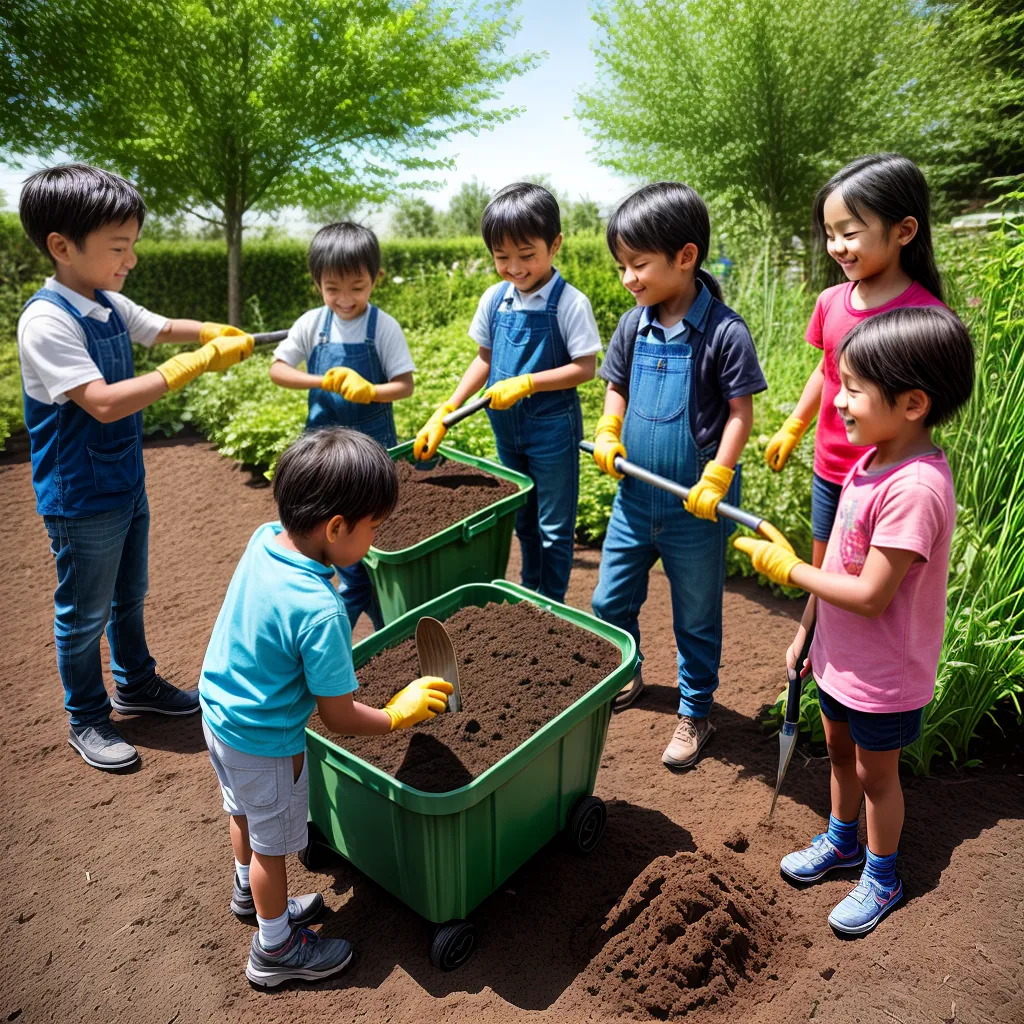 criancas jardim compostagem aprendizado